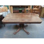 18th/19th CENTURY MAHOGANY TILT TOP BREAKFAST TABLE ON CARVED QUADRAFOIL CLAW SUPPORTS