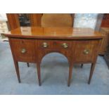 ANTIQUE MAHOGANY INLAID AND BOW FRONTED SIDEBOARD,