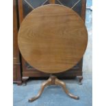 VICTORIAN MAHOGANY TILT TOP TABLE ON TRIPOD SUPPORTS