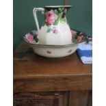 CRESCENT CHINA FLORAL DECORATED JUG AND BOWL SET