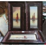 GARMON MORRIS, THREE MONOGRAMMED, MARITIME WATERCOLOUR SKETCHES,