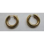 PAIR OF 9ct GOLD HOLLOW HOOP EARRINGS