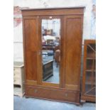 MAHOGANY SINGLE DOOR MIRROR FRONTED WARDROBE