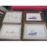 FOUR FRAMED LIMITED EDITION PRINTS- BOATS ON THE MERSEY