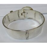 MEXICAN SILVER HEAVY BUCKLE BANGLE WITHIN CASE