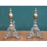 PAIR OF VICTORIAN BRASS FIRESIDE ANDIRONS