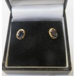 PAIR OF 9ct GOLD IOLITE EARRINGS