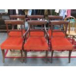 SET OF SIX (FIVE AND ONE) 19th CENTURY MAHOGANY DINING CHAIRS