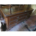 GEORGIAN MAHOGANY INLAID MULE CHEST WITH LIFT UP COVER