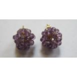 PAIR OF 18ct GOLD AND AMETHYST EARRINGS