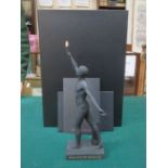 WEDGEWOOD BLACK BASALT LIMITED EDITION BOXED LONDON 2012 TORCH BEARER FIGURINE.