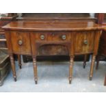 REGENCY STYLE ANTIQUE MAHOGANY BOW FRONTED SIDEBOARD