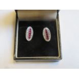 PAIR OF 18ct DIAMOND AND RUBY PRETTY EARRINGS