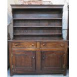 19th CENTURY OAK KITCHEN DRESSER WITH PLATE RACK