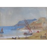 FRAMED AND GLAZED WATERCOLOUR, UNSIGNED- CONTINENTAL HARBOUR SCENE,