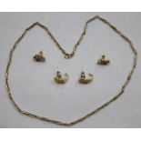9ct GOLD NECKLACE AND TWO PAIRS OF EARRINGS