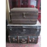 THREE VARIOUS VINTAGE TRAVEL CHESTS