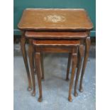 20th CENTURY WALNUT SHAPED TOPPED NEST OF THREE TABLES