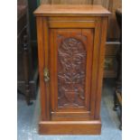 CARVED FRONTED VICTORIAN MAHOGANY POT CUPBOARD