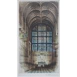 EDWARD SHARLAND, PENCIL SIGNED ARTISTS PROOF POLYCHROME ETCHING DEPICTING ST GEORGE'S CHAPEL,