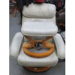 MODERN SWIVEL RECLINING ARMCHAIR PLUS STOOL