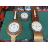 THREE VARIOUS WALL BAROMETERS