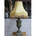 TREEN MARBLED TABLE LAMP WITH SHADE