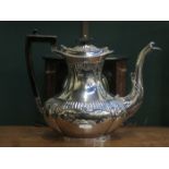 HALLMARKED SILVER REPOUSSE DECORATED COFFEE POT,