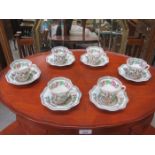 SET OF SIX COALPORT INDIAN TREE COFFEE CUPS AND SAUCERS