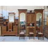 GOO QUALITY VICTORIAN MAHOGANY INLAID BEDROOM SUITE COMPRISING COMBINATION WARDROBE, DRESSING TABLE,