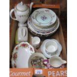 SUNDRY CERAMICS INCLUDING ADAMS CALYX WARE, WEDGWOOD COFFEE POT, VARIOUS PLATED, POOLE,