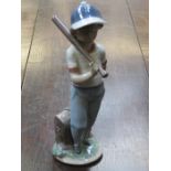 LLADRO COLLECTORS SOCIETY GLAZED CERAMIC FIGURE OF A YOUNG BASEBALL PLAYER,