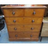 VICTORIAN MAHOGANY TWO OVER THREE CHEST OF DRAWERS