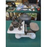 VINTAGE AVERY SCALES AND WEIGHTS AND ALSO VINTAGE KETTLE