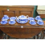 PARCEL OF GILDED BLUE AND WHITE TEAWARE (AT FAULT)