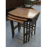 MAHOGANY DROP LEAD NEST OF THREE TABLES