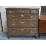 18th/19th CENTURY OAK THREE OVER THREE CHEST OF DRAWERS WITH BRUSH AND SLIDE