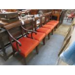 SET OF SIX (FIVE AND ONE) 19th CENTURY MAHOGANY DINING CHAIRS