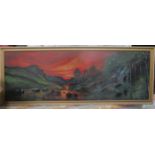 OCTAVIA THOMSON, FRAMED OIL ON BOARD DEPICTING A SUNSET RIVER SCENE, DATED 1975,