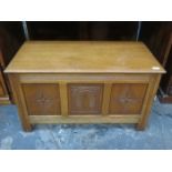 CARVED FRONTED OAK BLANKET CHEST