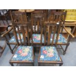 SET OF SIX (FOUR PLUS TWO) OAK BARLEY CHAIRS