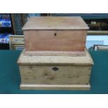 TWO SMALL VINTAGE PINE STORAGE BOXES