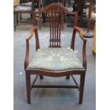 SINGLE MAHOGANY PIERCEWORK BACKED VICTORIAN ARMCHAIR