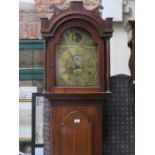 STRING INLAID MAHOGANY CASED EIGHT DAY LONGCASE CLOCK,