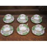 COALPORT FLORAL DECORATED CUPS & SAUCERS