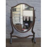 EDWARDIAN MAHOGANY SHIELD FORM BEDROOM SWING MIRROR