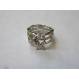 14k WHITE GOLD THREE BANDED DIAMOND DRESS RING