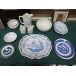 PARCEL OF BLUE AND WHITE CHINA INCLUDING CANTON VIEWS ASHETTE,