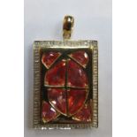 18k CEYLON PADPARADSCHA SAPPHIRE SET GOLD PENDANT