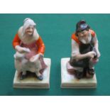 PAIR OF HANDPAINTED STAFFORDSHIRE STYLE SEATED LADY AND GENT FIGURES